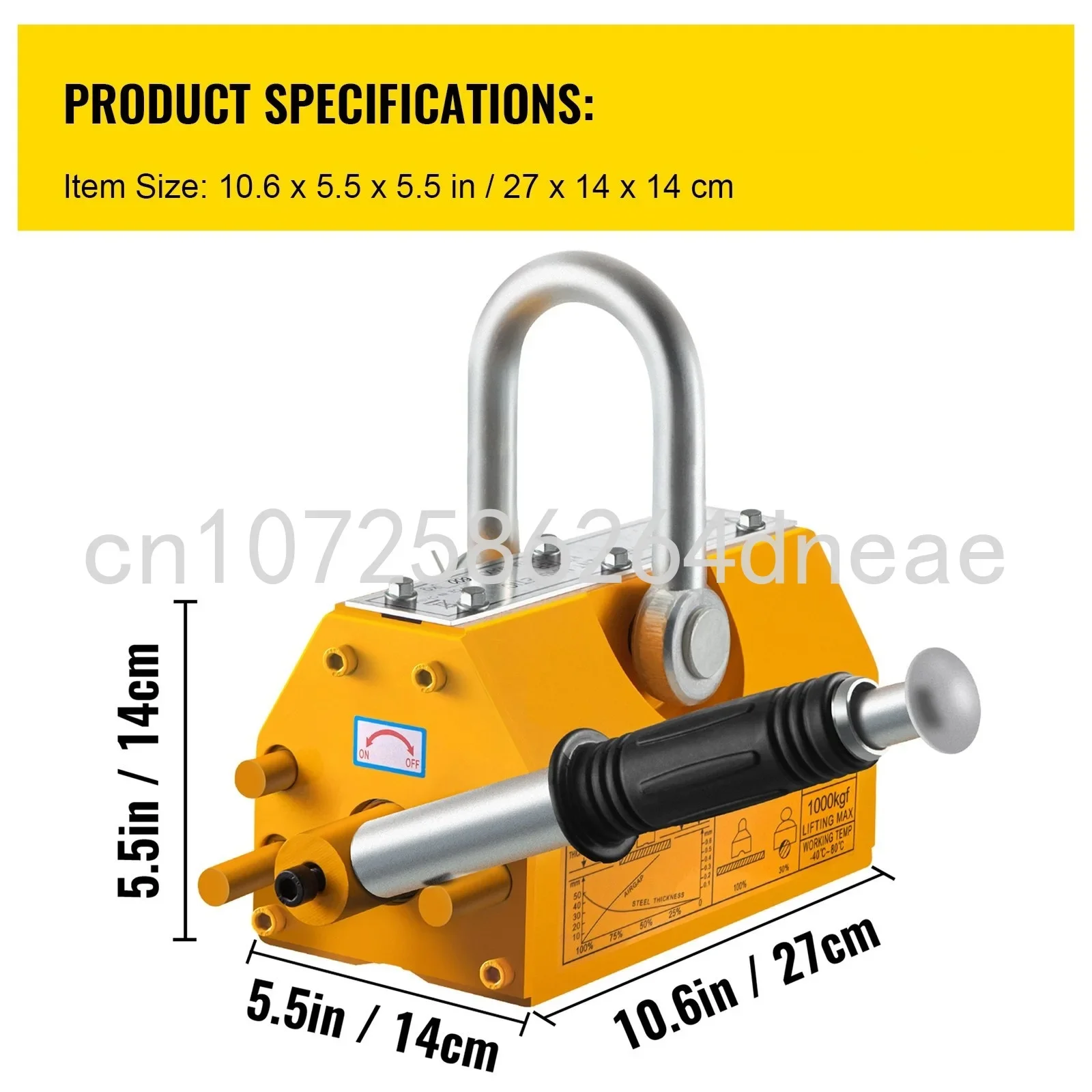 1000 KG Steel Magnetic Lifter Heavy Duty Crane Hoist Lifting Magnet