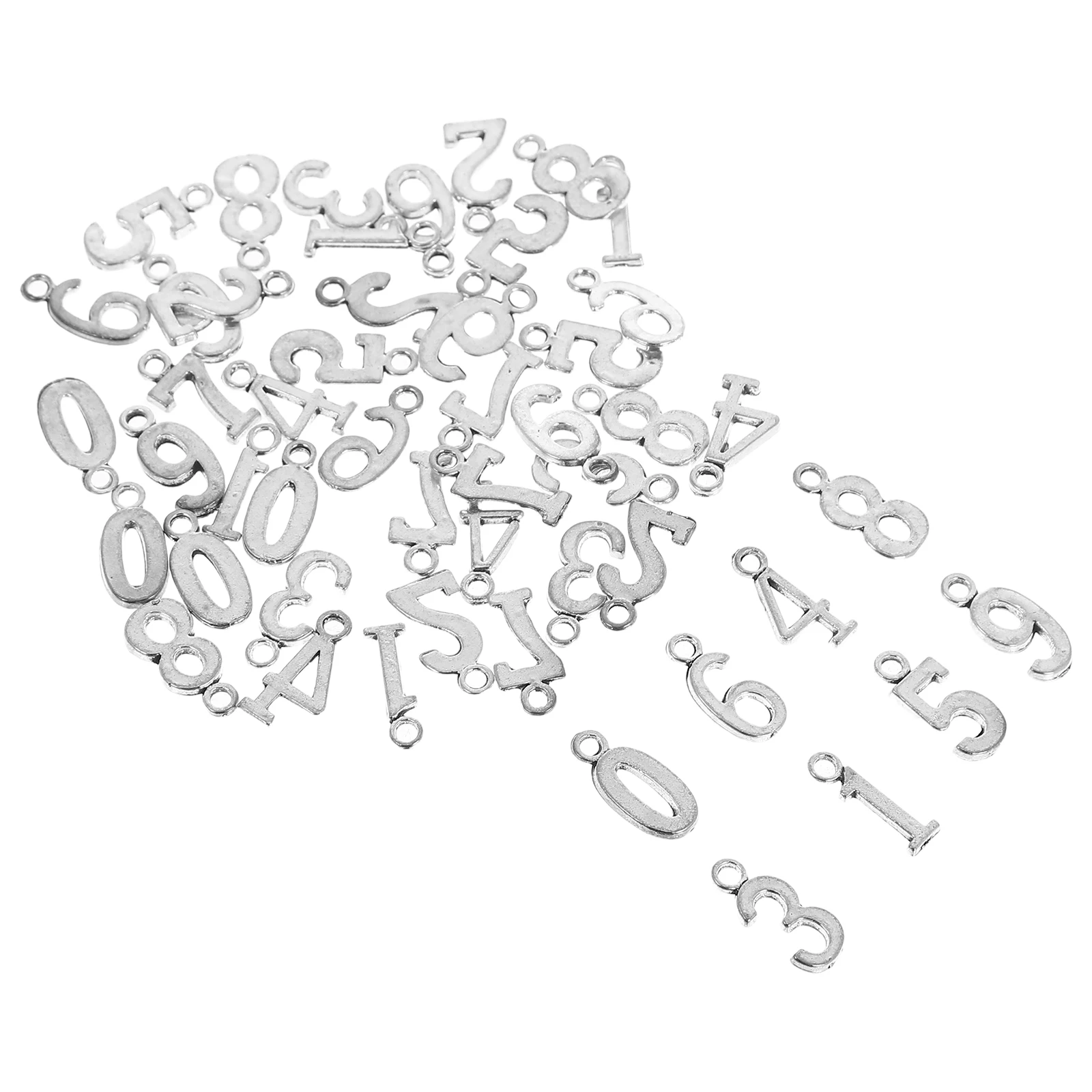 

50 Pcs Digital Pendant Set High Quality Material 0 9 Number Design Jewelry Accessories Bracelets Craft Necklace Ancient Silver