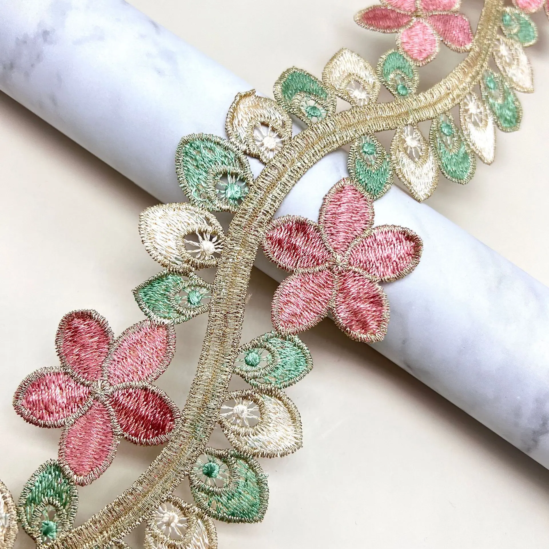 

20Yards Polyester Colorful Flower Leaf lace Trim Embroidered Lace Ribbon Handmade Garment Clothes Sewing Craft Accessories