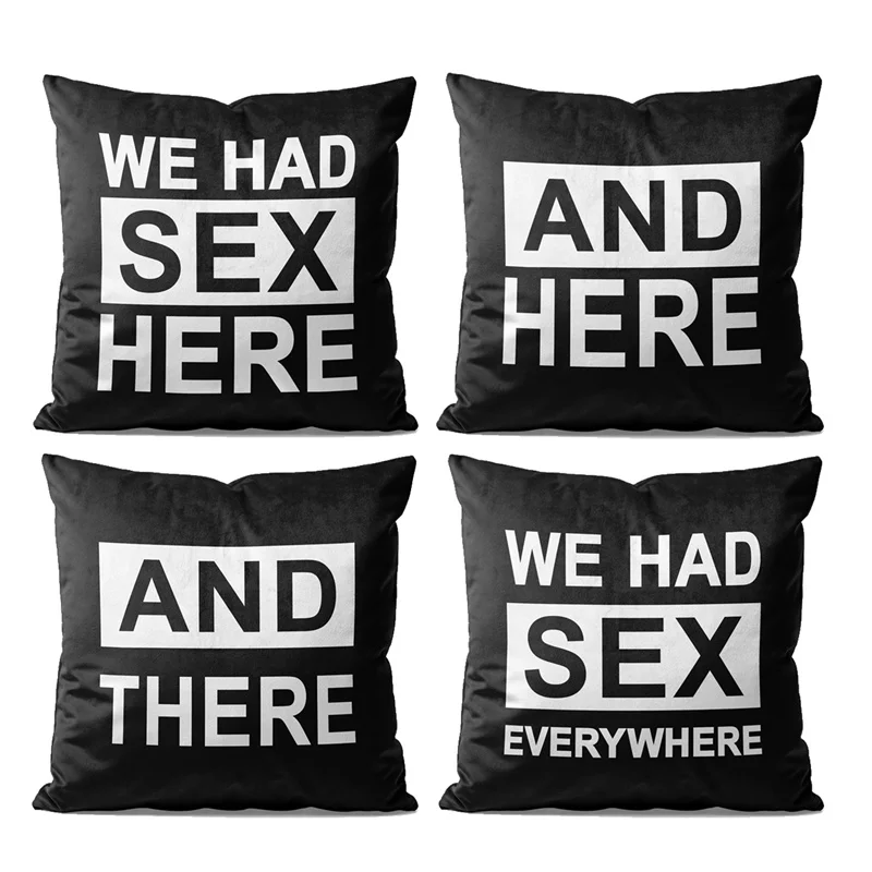 Gaslight Gatekeep Girlboss Set of 4 We Had Sex Everywhere Throw Pillow Cushion Covers Cases Pillowcases for Couch 45cm x 45cm