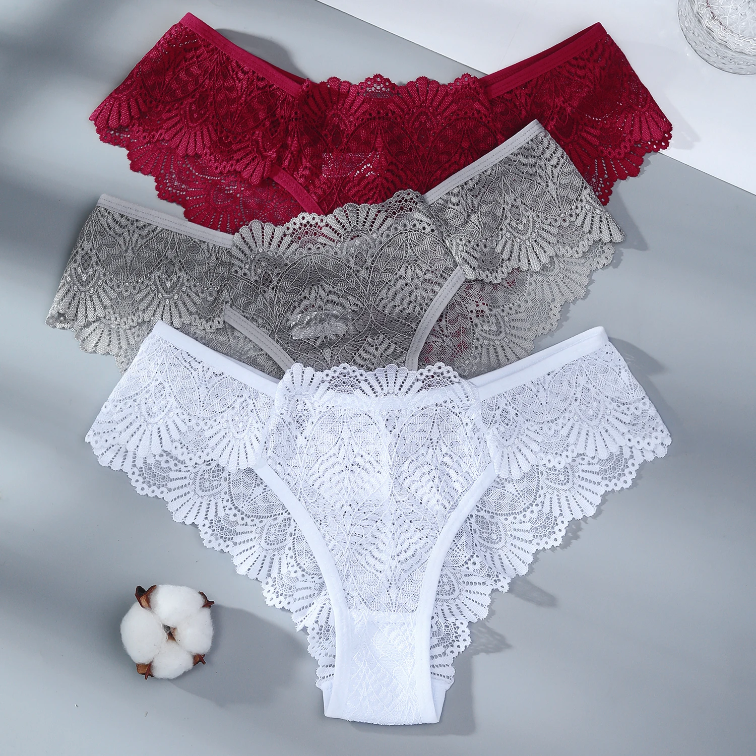 FNIO Fashion Sexy Panties Comfortable Briefs Exquisite Crotchless Shorts Solid Lingerie Sexy Lace Hollow Out Underwear Women