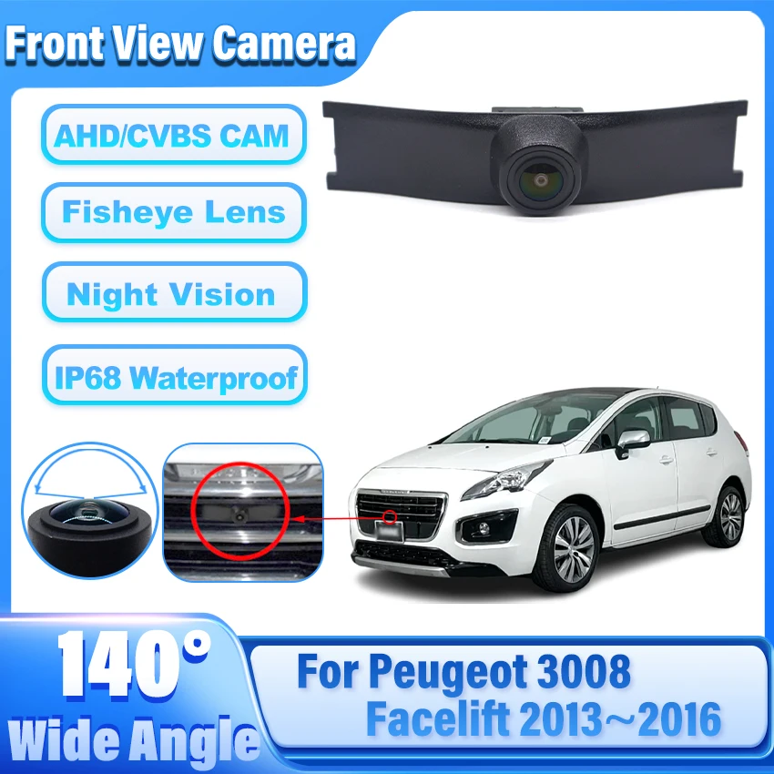 

HD автомобильная передняя камера для парковки ночного видения, положительная водонепроницаемая камера с логотипом для Peugeot 3008 Facelift 2013 2014 2015 2016
