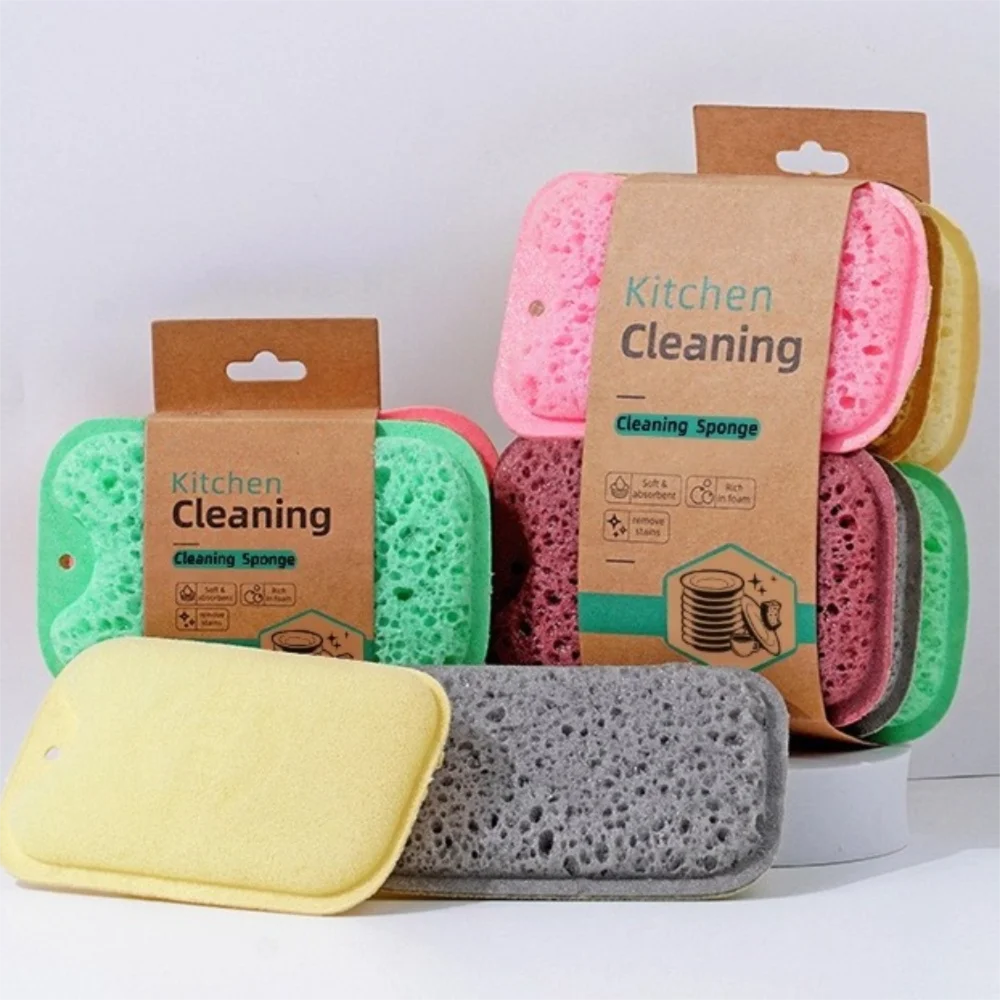 6pcs/set Washable Sponge Wipes High Density Porous Dishwashing Sponges Double Side Multi-Functional Kitchen Cleaning Brushes