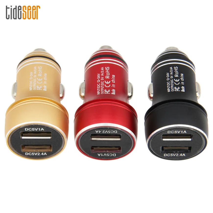 

300pcs Universal Cigarette Lighter Dual USB Car Charger 2 Port Power Socket 5V 2.4A/1A Auto Charge Adapter for Smartphone Tablet