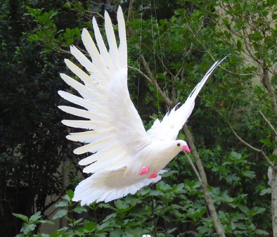 white foam and feathers wings simulation dove bird garden decoration toy gift about 30x50cm h2674