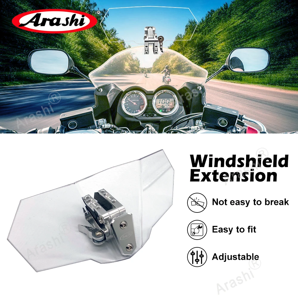 ARASHI PC Windscreen Spoiler Wind Deflector Adjustable Clip Extension Screen Len Motorcycle Accessories For SUZUKI GSX-R GSXR