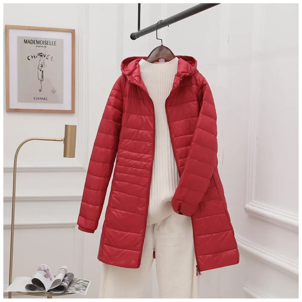 New Inner Cloth Coats Ladies Long Winter Hat Detachable White Duck Down Jacket Light-weight Down Jacket Women Hooded Female Warm