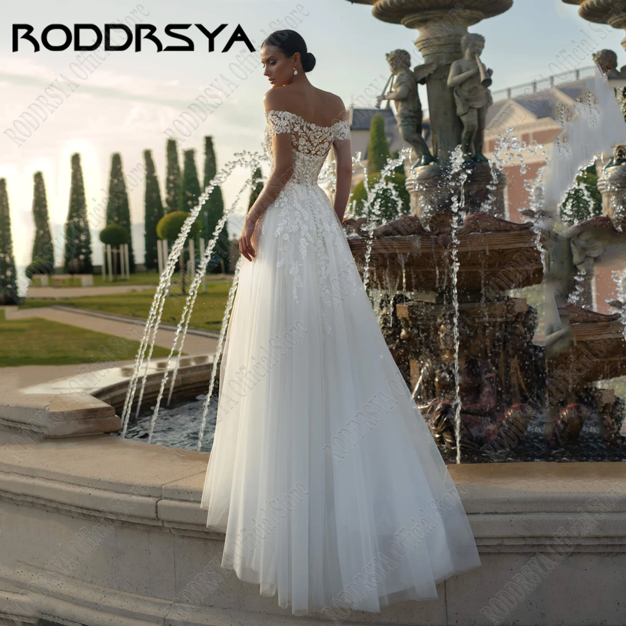 RODDRSYA Personalizado De Luxo Fora Do Ombro Applique Vestidos De Casamento 2025 Noiva Lado Dividir Querida Vestidos De Noiva Vestidos NoviasRODRSYA Personalizado Luxo Off Shoulder Applique Vestidos de Noiva 2025 Bride