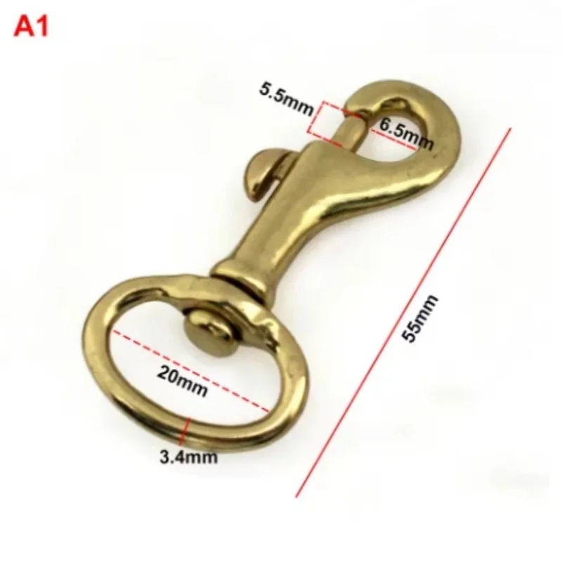 Gancho de resorte de perno de ojo giratorio de gatillo de latón macizo, 1 unidad, para correas, bolsa artesanal de cuero con hebilla de gancho para cinturón, Clip para cinturón para perro mascota