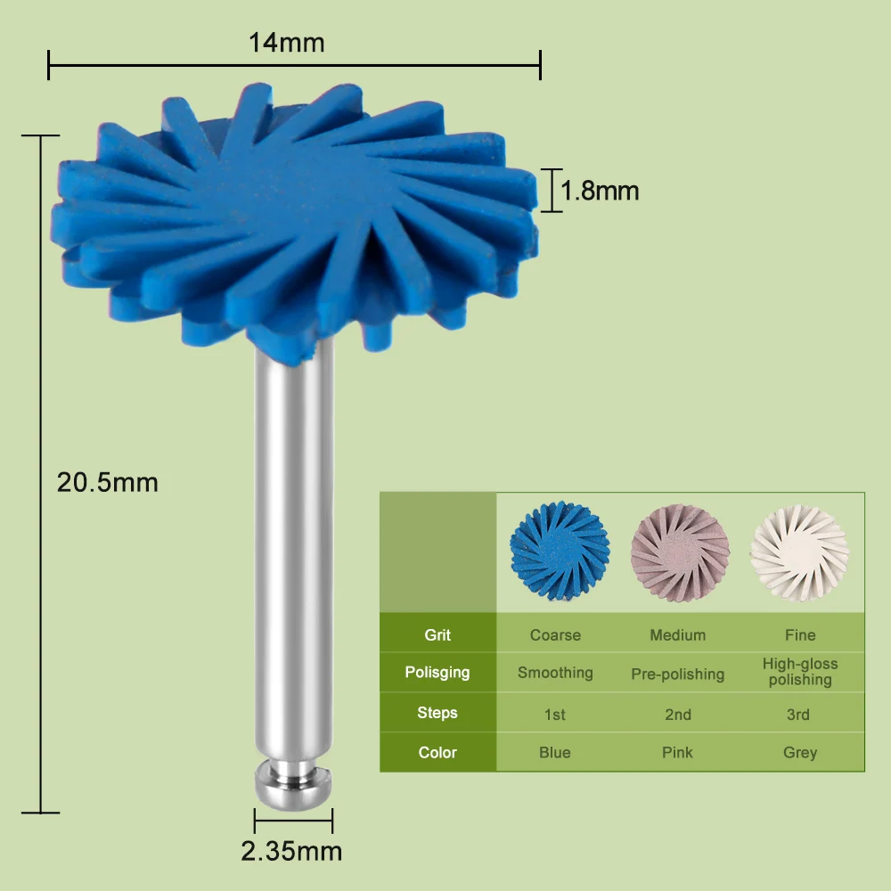 6 unids/caja AZDENT sistema de pulido de diamante compuesto Dental disco RA rueda de 14mm aplicable en circón de cerámica compuesta