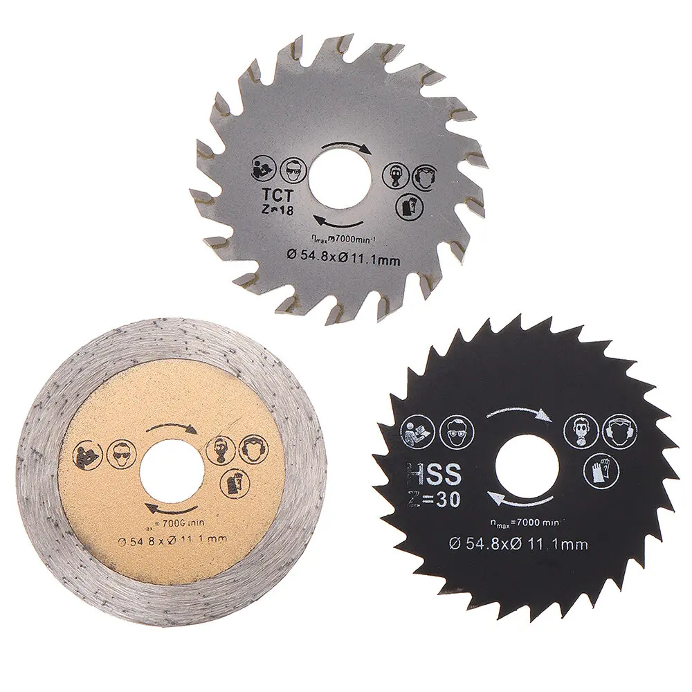 3Pcs HSS Saw Blade Mini Wood Circular Saw Blade Set Cutting Blade Rotary Tool with Mandrel