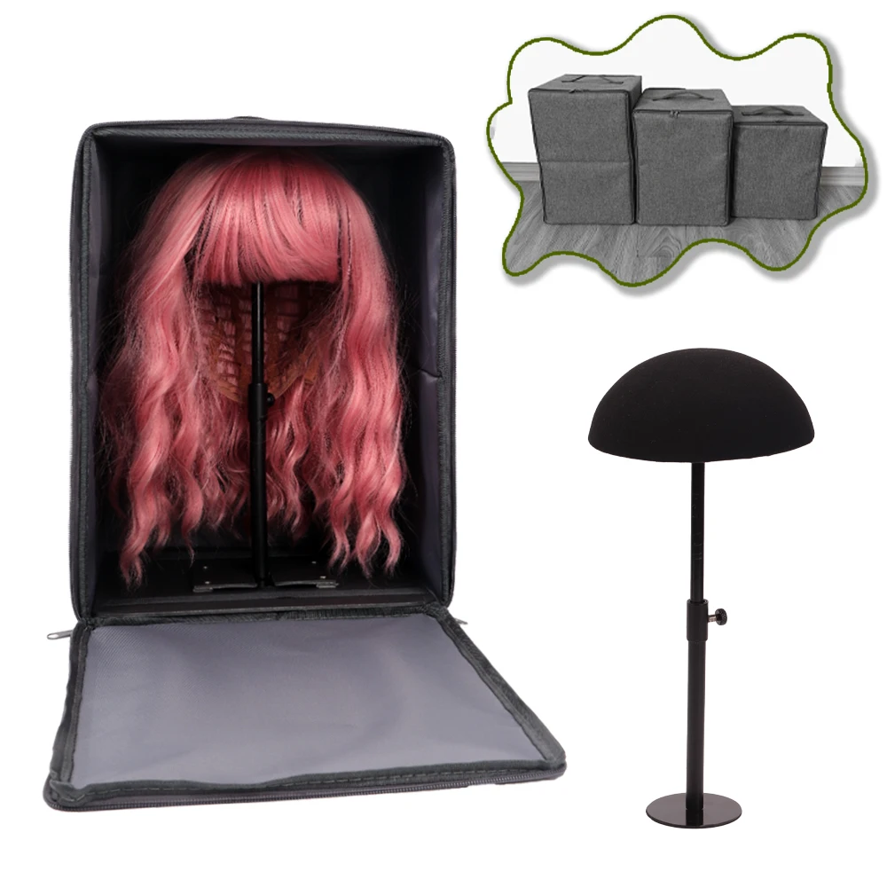 Foldable Wig Storage Box With Top Handle - High Quality Travel Wig Case  Hair Large Capacity Durable Wig Packaging For Business