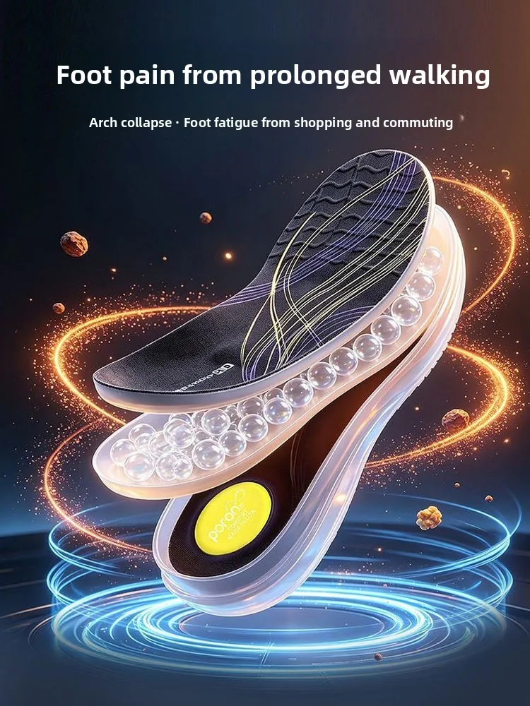 Men's Sport Shoe Insoles Poron Arch Support Running Shock Absorption Breathable Sweat Absorbent Anti-Odor Customizable