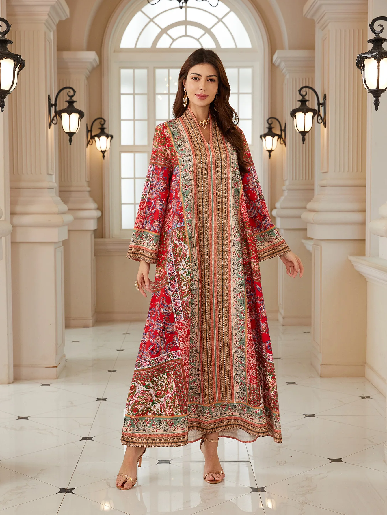 Robe de luxe pour Ramadan du moyen-orient, mode européenne et américaine, dubaï, vêtements pour femmes musulmanes, arabie saoudite, robe pull imprimée