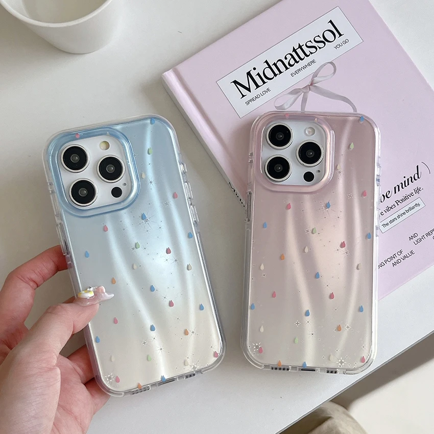 Чехол для телефона с градиентом цвета для Iphone 16 15 14 13 Pro Max 16 Pro, чехол для телефона с рисунком капель дождя Aurora 15 Pro max, креативный чехол