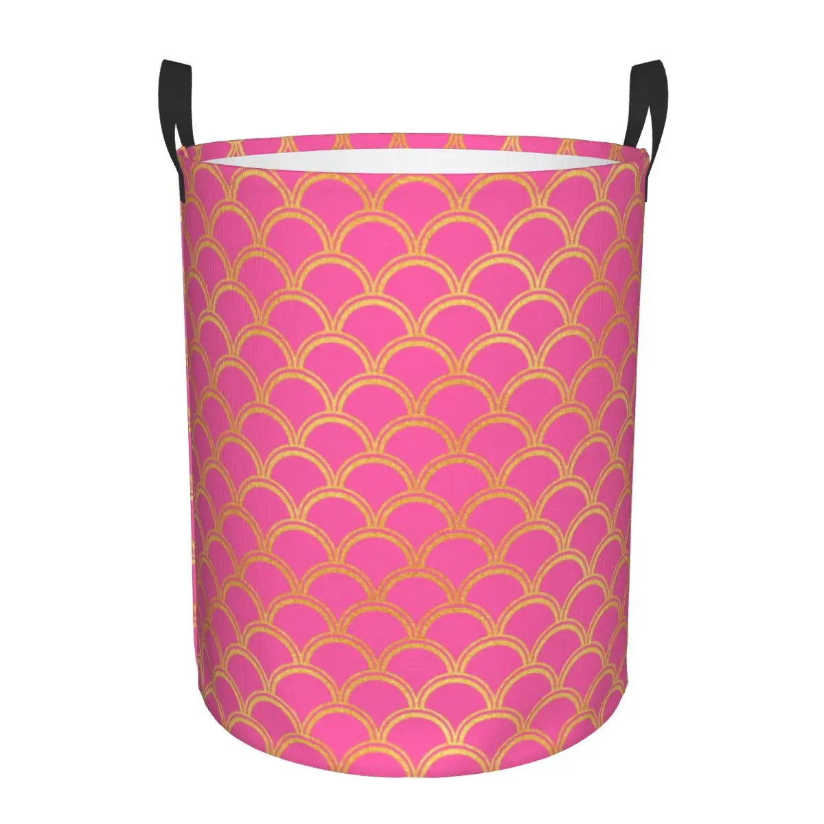 Pink Gold Mermaid Scale Wave Pattern Laundry Hamper Large Clothes Storage Basket Toys Bin Organizer for Nursery