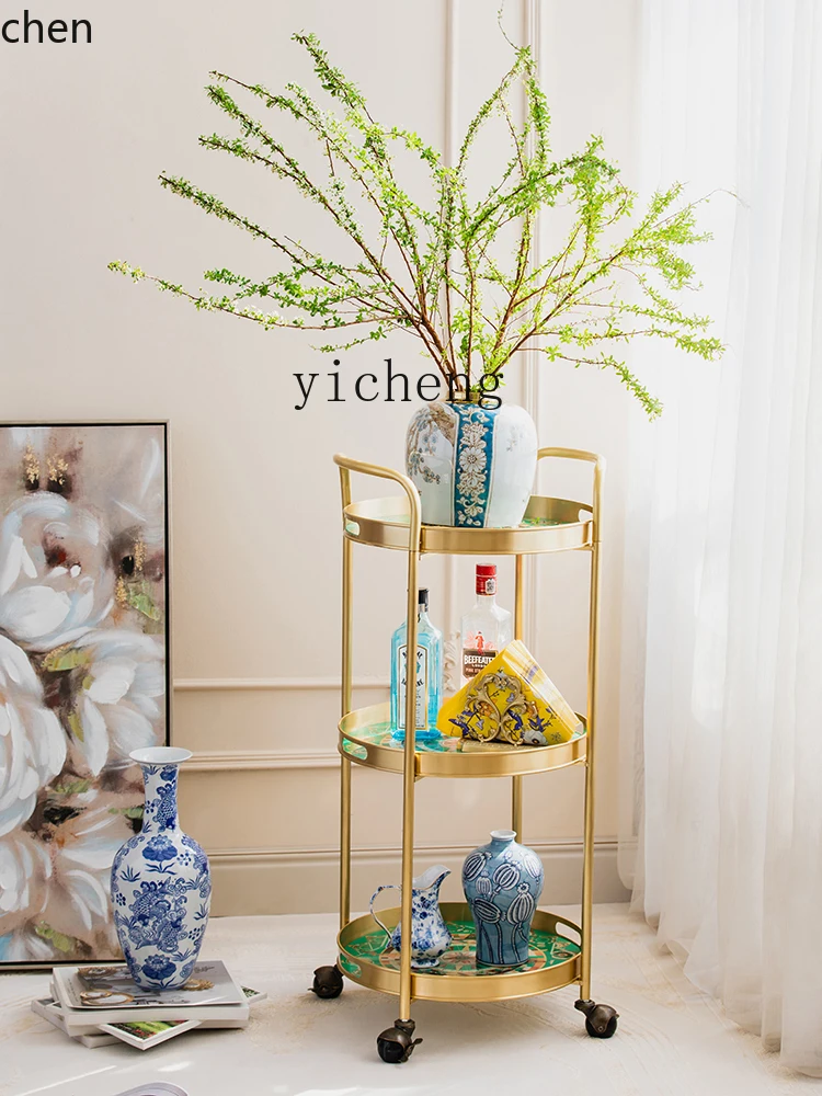ZML  light luxury living room sofa shelf decoration retro brass multi-layer baffle storage rack removable