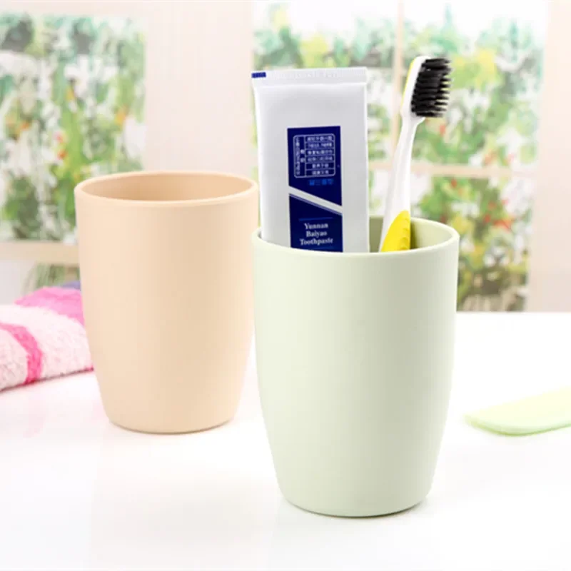 Round Plastic Toothbrush Cup Lovers Toothbrush Cup Simple Household Bathroom Toilet Wash Cup Gargle Cup