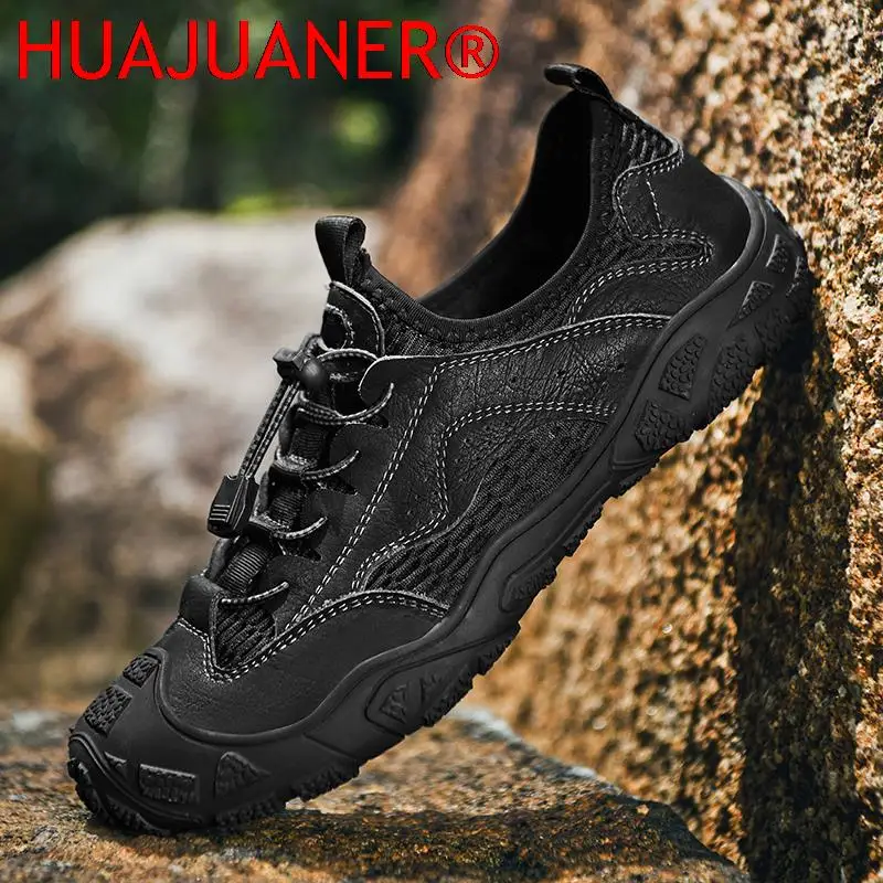 Zapatos de senderismo de malla transpirable para hombre, zapatos antideslizantes para exteriores, zapatos de escalada de Trekking duraderos, zapatillas cómodas de moda para hombre