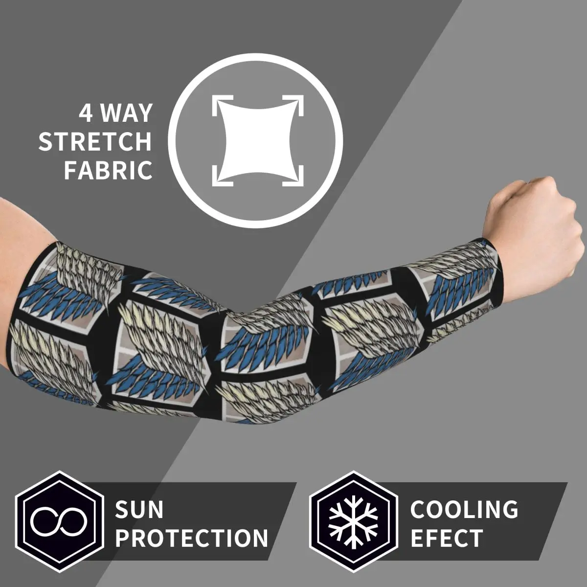 أكمام أذرع هجوم على تيتان للرجال والنساء للحماية من أشعة الشمس فوق البنفسجية وتغطية الوشم الرياضية والتبريد وركوب الدراجات