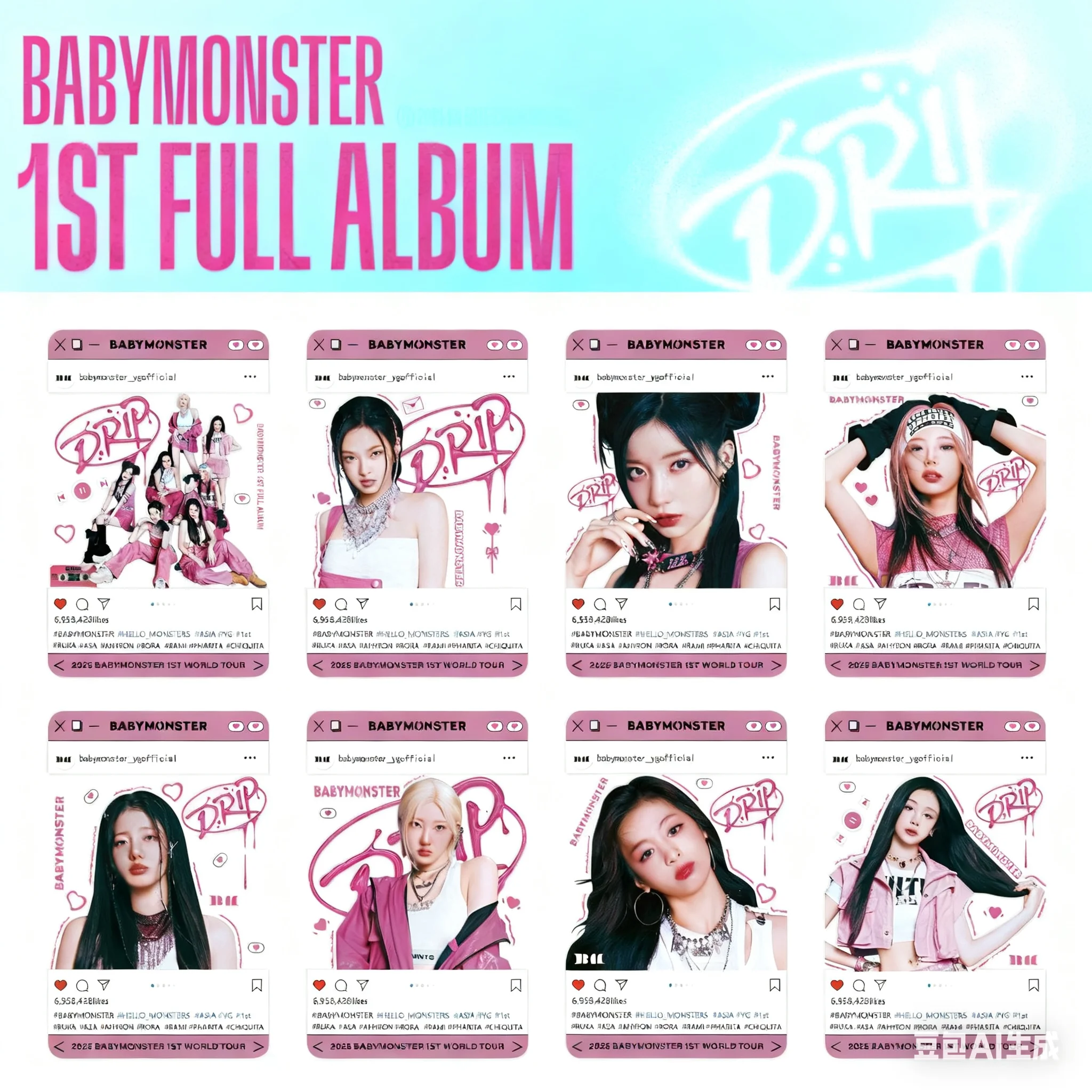 

Новая популярная группа для девочек K-pop, прозрачная карта BABYMONSTER, коллекция AHYEON, маленькая открытка из ПВХ, памятный подарок