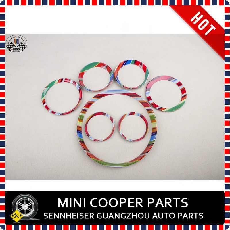 

ABS Plastic UV Protected Interior Rings Mini Pure Color & Union Jack For mini cooper R55/6/7/8/9 (7 Pcs/Set)