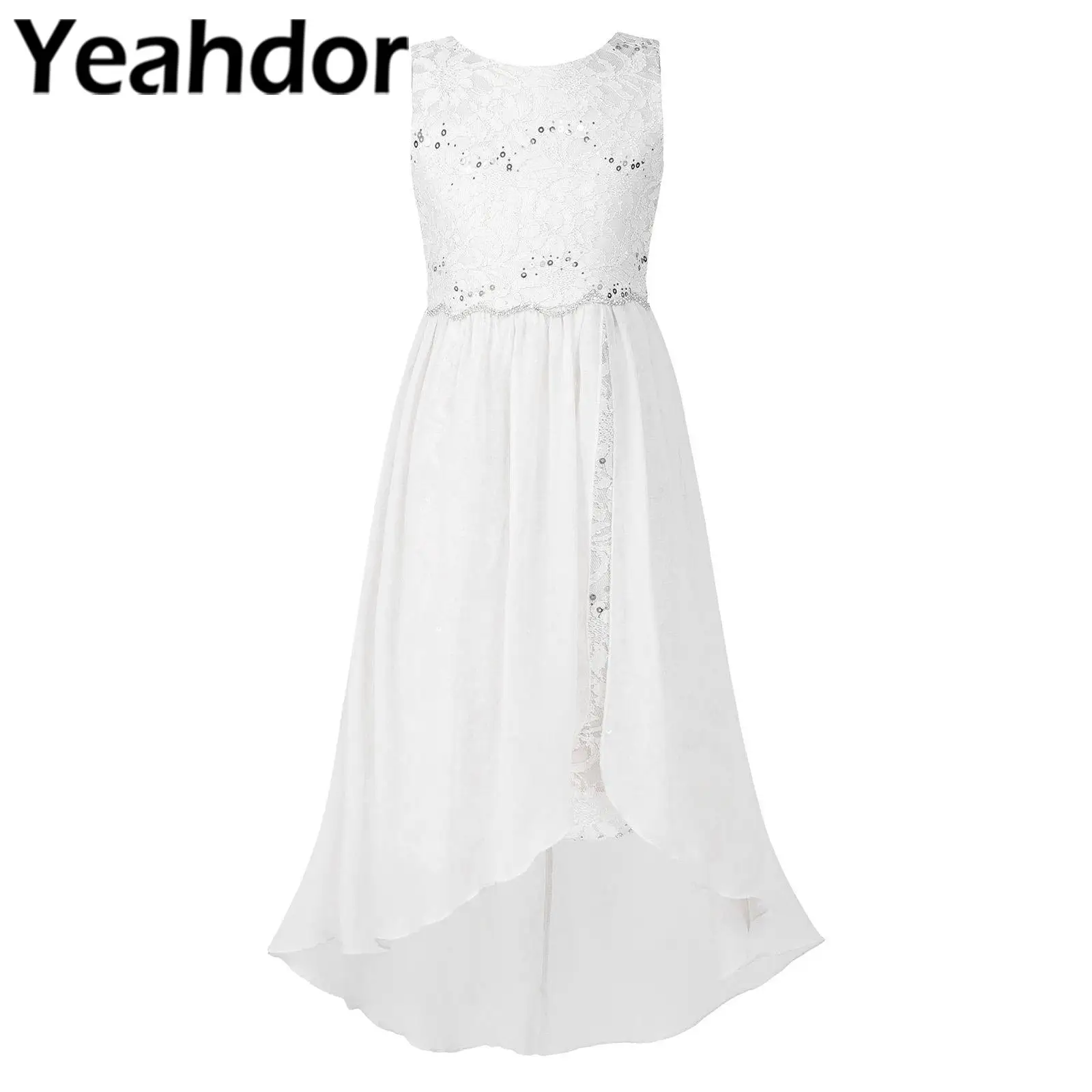 Floral Lace Flower Girls Wedding Dress Chiffon Kids Evening Party Vestidos First Communion Dresses Children Prom Ball Gown