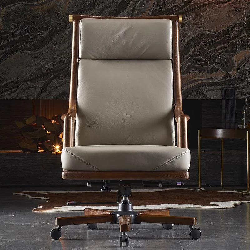 

Luxury Back Support Office Chair Casters Leather Comfy Home Office Chair Mobile Swivel Cadeira De Escritorios Room Furniture
