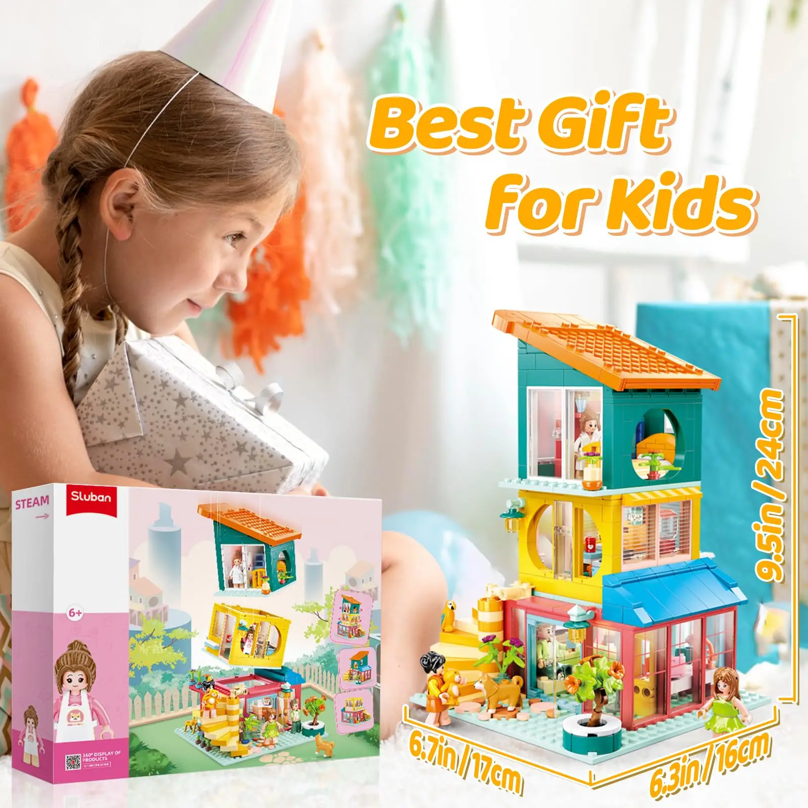 571 ELEMENTÓW Kolorowe Klocki do Budowania Domu Kuchnia Sypialnia Salon DIY Modułowe Zabawki do Układania Prezent dla Dzieci na Święta