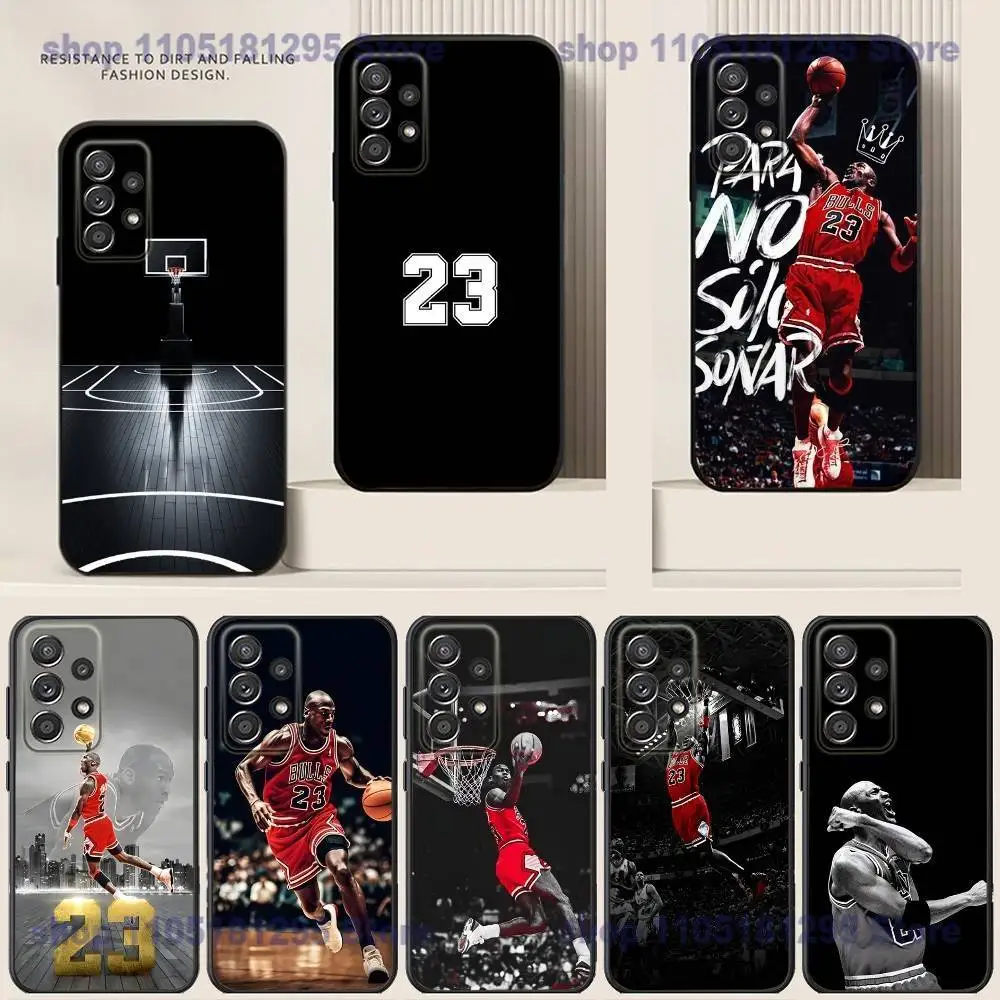 

Basketball Phone Case For Samsung S24,21,J-Jordan 23,22,23,30,Ultra,20,Plus,Note,10,9,Black soft silicone case