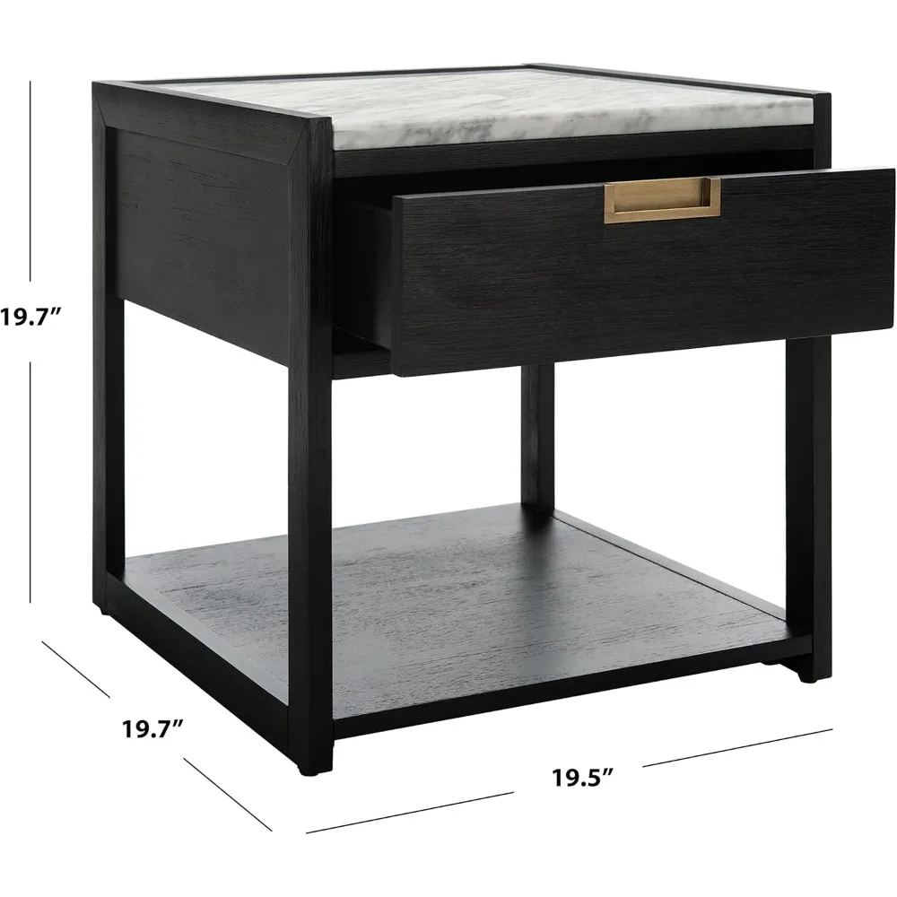 Couture Home Collection Adeline Black 1-Drawer Lower Shelf Nightstand Table (Fully Assembled)