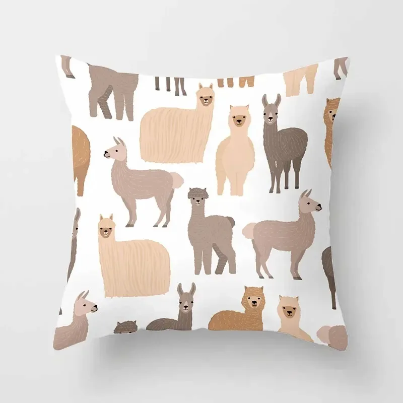 Alpaca Cartoon Cactus Study Pillowcase Office Living Room Home Pillowcase Car Ornaments