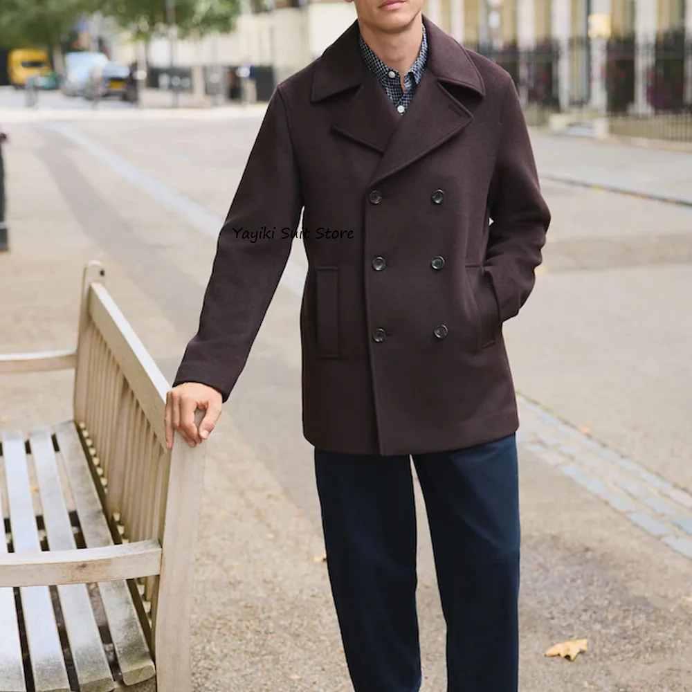 

Wool Fabric Urban Blazers Double-breasted Men's Social Coat Casual Style Man Jackets High Quality Lapel Collar Fashion Suit