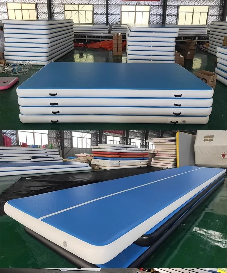 Piste d'air de gymnastique gonflable 15x2x0.2m tapis de gymnastique gonflable tapis d'entraînement 8 pouces d'épaisseur avec une pompe 1200w