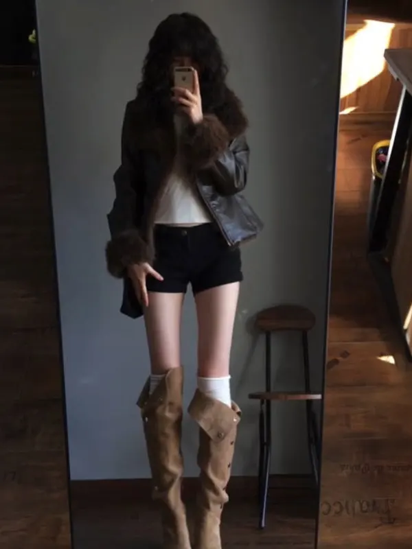 

Ортовое пальто с американским ретро-дизайном, облегающее талию, меховое све, высококачественная верхняя одежда для женщин, зимняя модная верхняя одежда