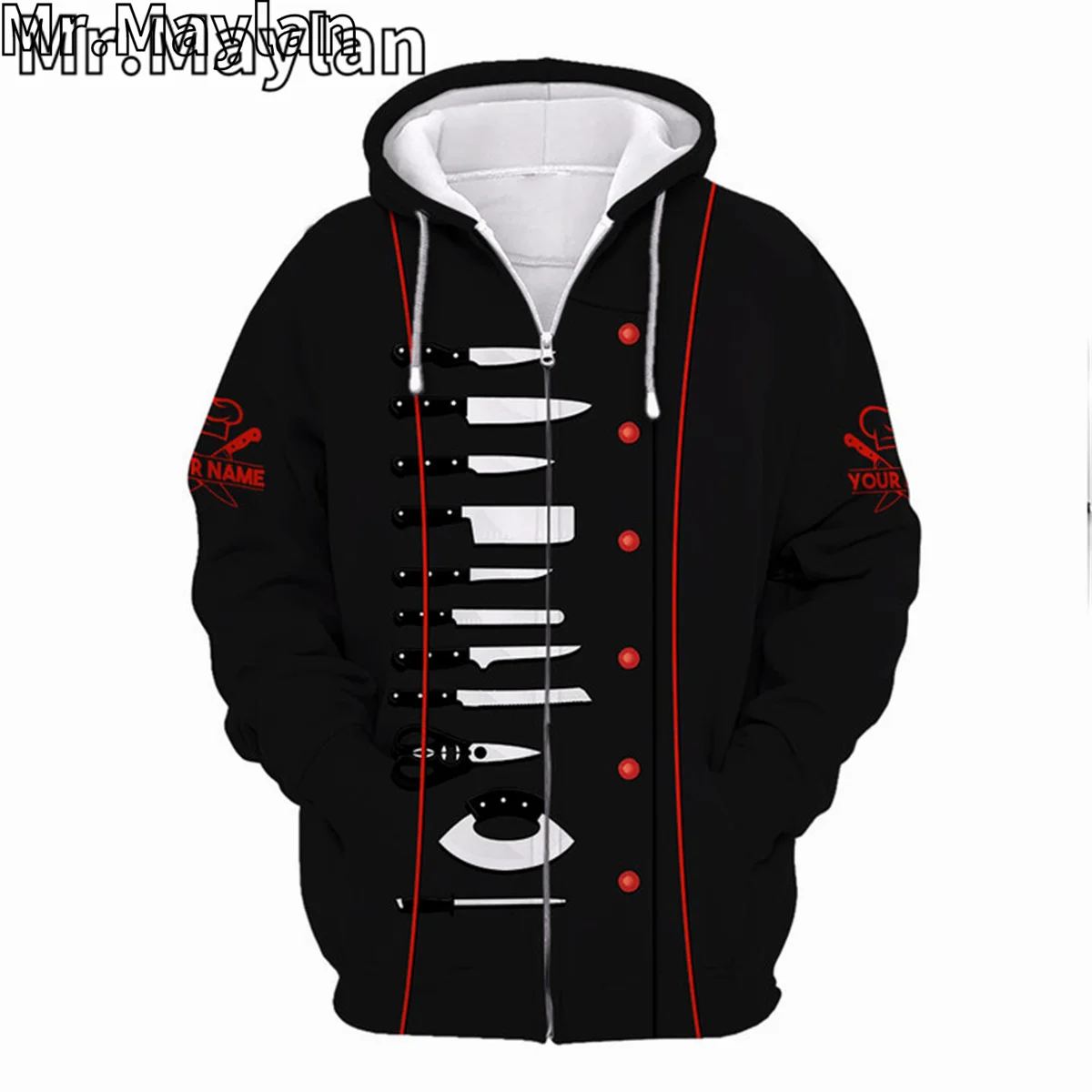 CUSTOM NAME CHEF UNIFORM CHEF KNIVES 3D Unisex Hoodie Men/Women Sweatshirt Streetwear Zip Pullover Casual Jacket Tracksuits R735