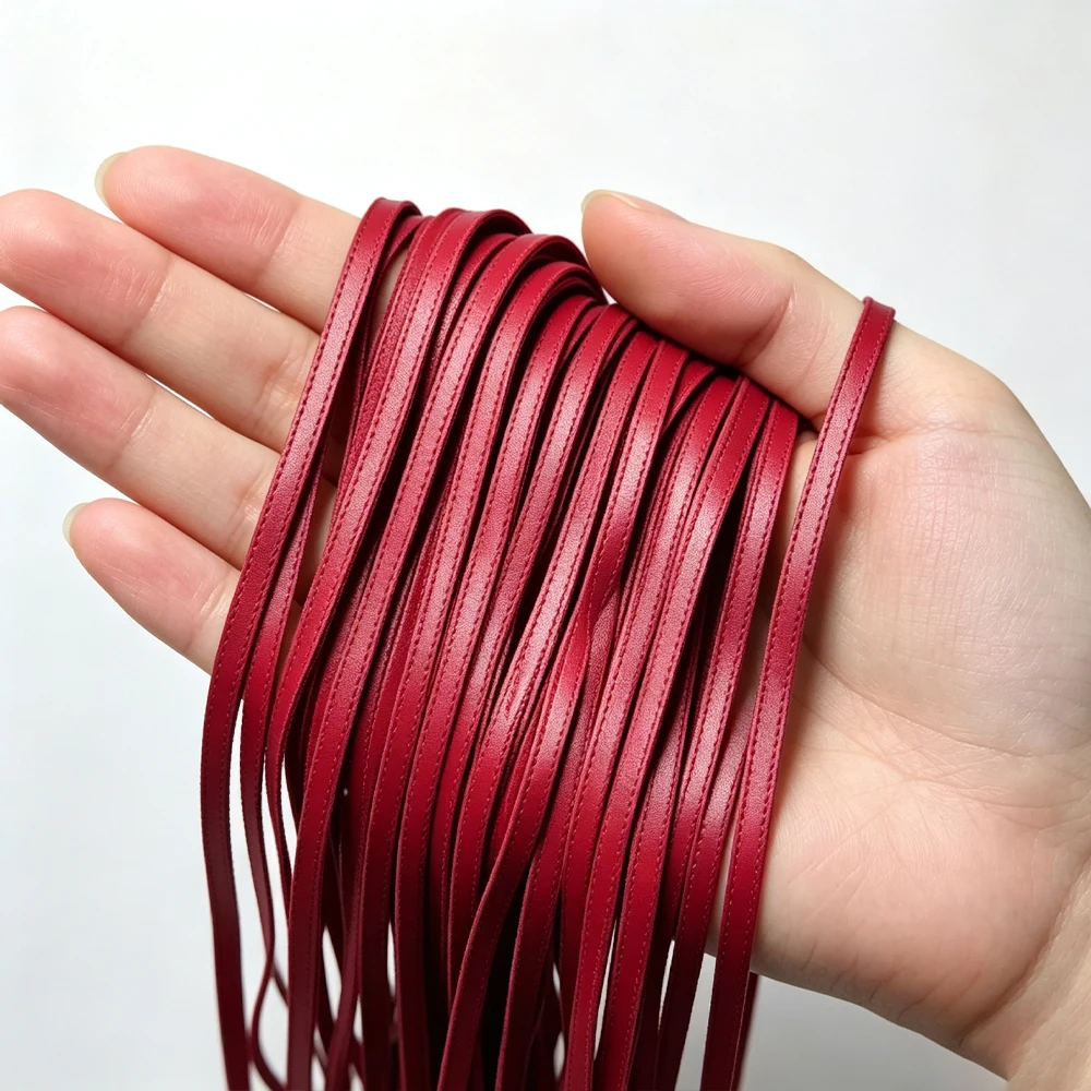 2 Meter bunte 5mm flache PU-Lederkordel als Taillenkette, Armband, Gürtel, Taschengriff für DIY Schmuckherstellung, Zubehör und Bastelmaterialien – Detail 4
