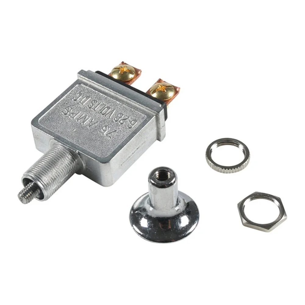 

Push Pull Switch Set 2PCS Heavy Duty 75 Amp 6 to 28V DC 2 Position SPST with Chrome Knob for Vehicle Accessories
