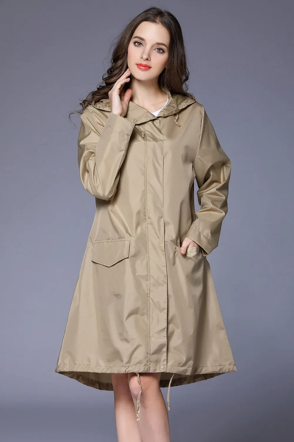 Fashion Women Lightweight Poncho Waterproof Long Raincoat Men Adults Outdoor Windproof Rain Coat Jacket Hiking Rainwear