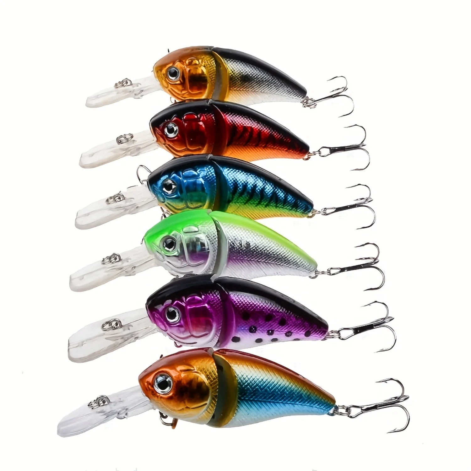 

6pcs Premium Large-Size Wobblers Crankbaits Fishing Lures - High-Quality ABS , Realistic Swimming Action, Vivid Colors, Sharp -
