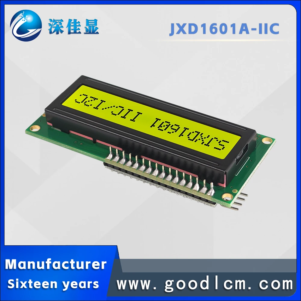 Value for money IIC/I2C Russian language 16*1 character display screen JXD1601A-IIC STN Yellow Positive LCM Display module