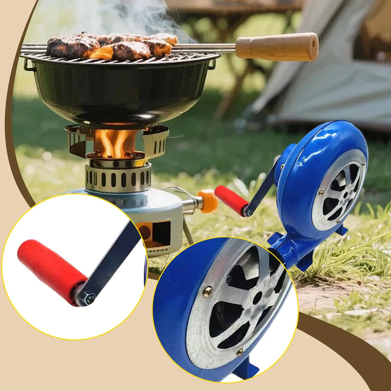 

Hand Crank Blower, Portable, High Performance Convenient Practical Stability Easy to Use Multifunctional Ergonomic