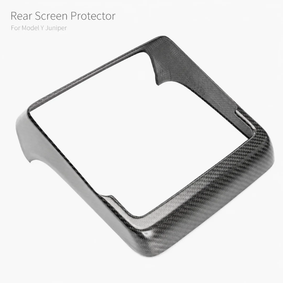 Genuine Dry Carbon Fiber Rear Display Frame Trim Cover for Model Y Juniper 2025+, Glossy Matte Carbon Fiber Interior Trim.