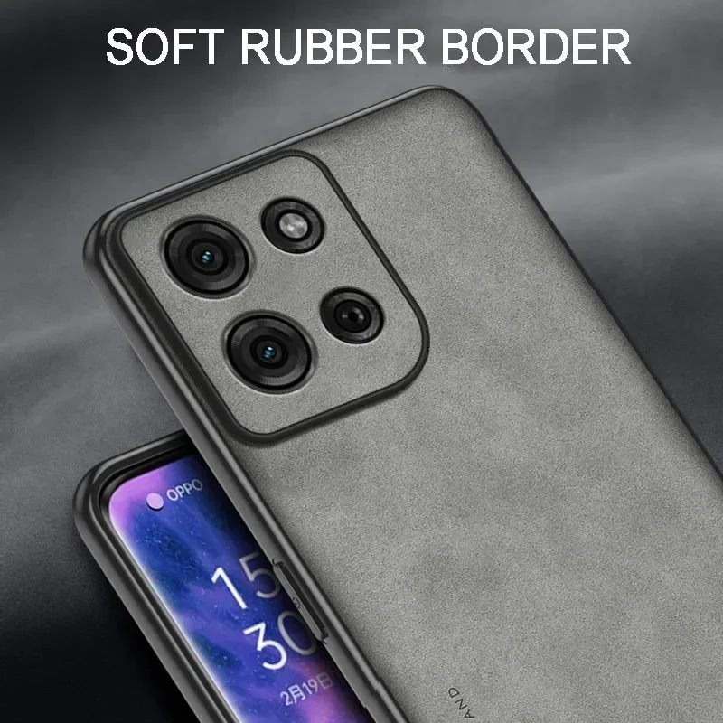 Hülle für Motorola Moto Edge 60 Fusion, luxuriöse Schaffell-Leder-Handyhülle für Moto Edge 60 Stylus 50 Fusion Edge 50 mattes Silikon – Detail 4