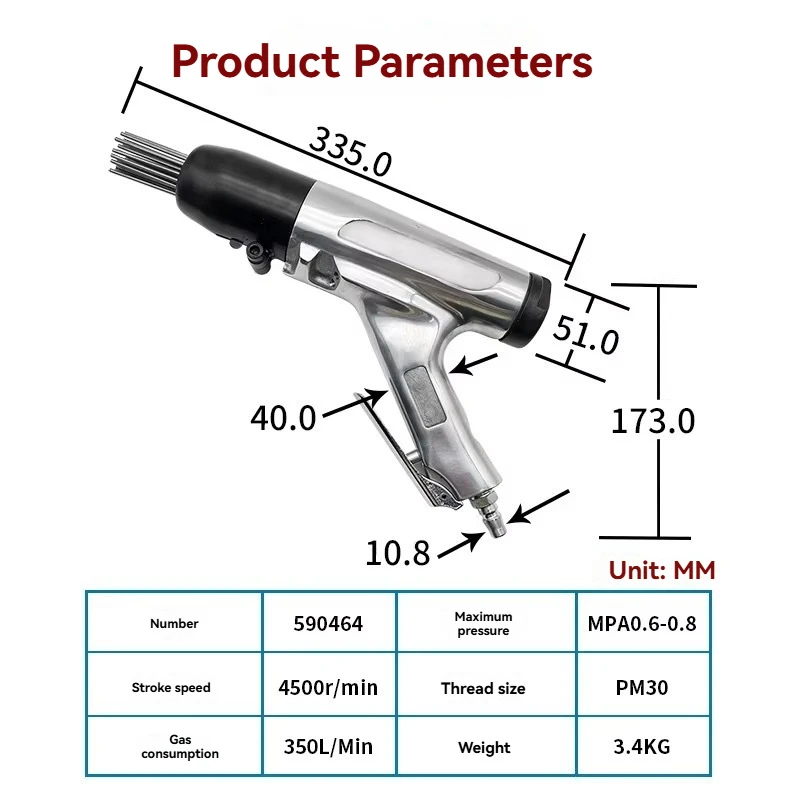 New Pneumatic Rust Removal Gun Pneumatic Rust Knocking Gun Needle Type Slag Removal Ship Rust Removal