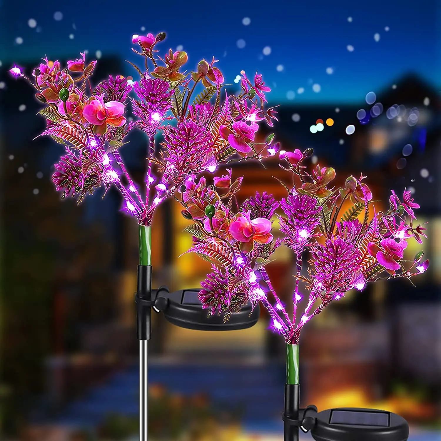 

Solar Garden Light Outdoor 2 Pack Solar Phalaenopsis Flower Stake Light Waterproof For Patio Yard Lawn Pathway Landscape Decor