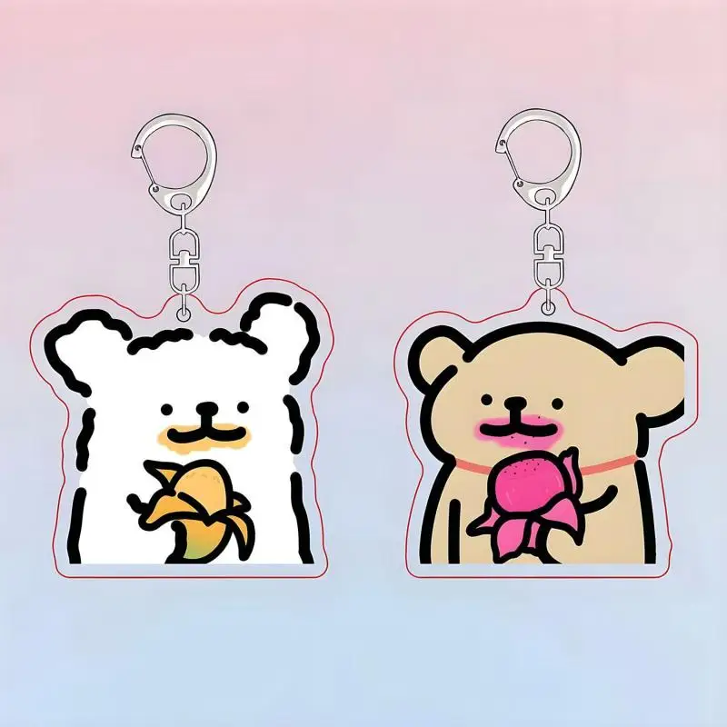 

Kawaii Mision Maltese Cartoon Couple Keychain Pendant Cute Anime Acrylic Line Dog Knapsack Double Pendant Creative Couple Gifts