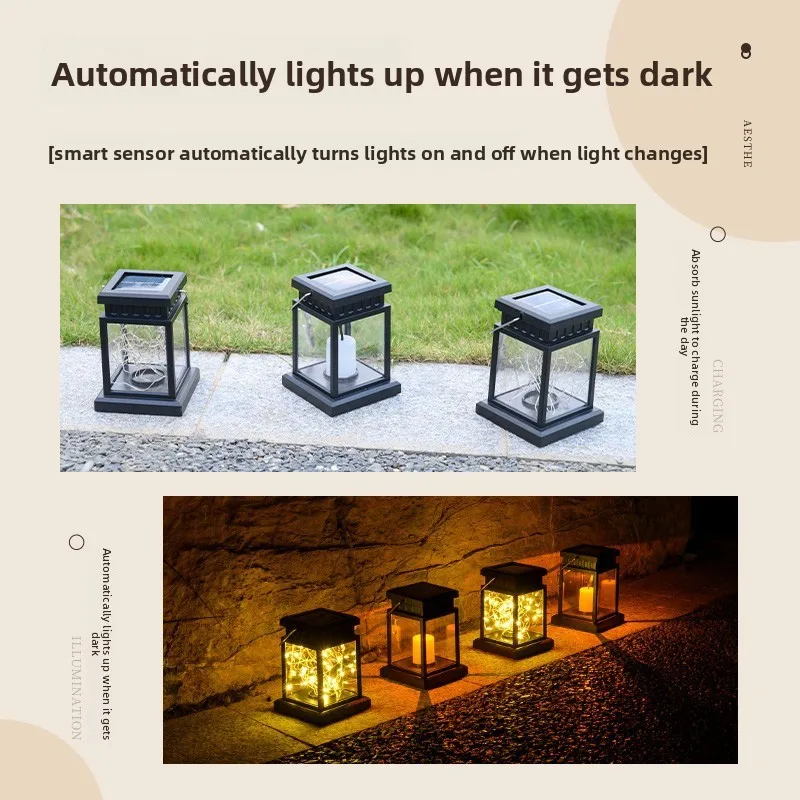 Olar Palace Lantern Outdoor Solar Lights Lawn Landscape Hanging Atmosphere Candle Lamp Floor Yard Garden Decor view 4