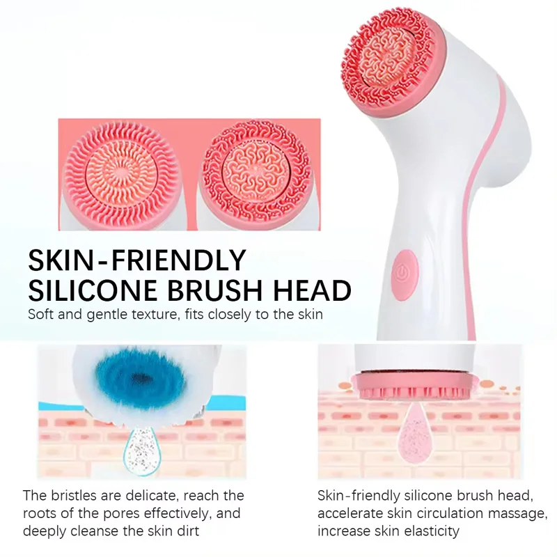 Portable wireless waterproof exfoliating cleansing brush Multi-function electric rotary silicone cleansing brush