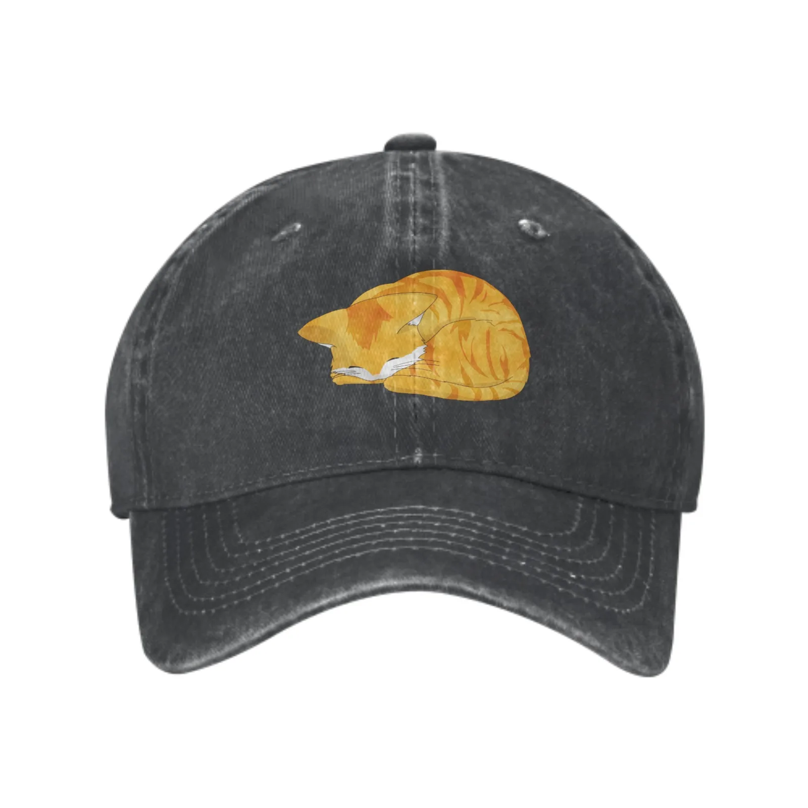 Sleeping Whiskers Cat Baseball Cap for Men Women Vintage Trucker Denim Hat Washed Cotton Fashion Unisex Adjustable Sports